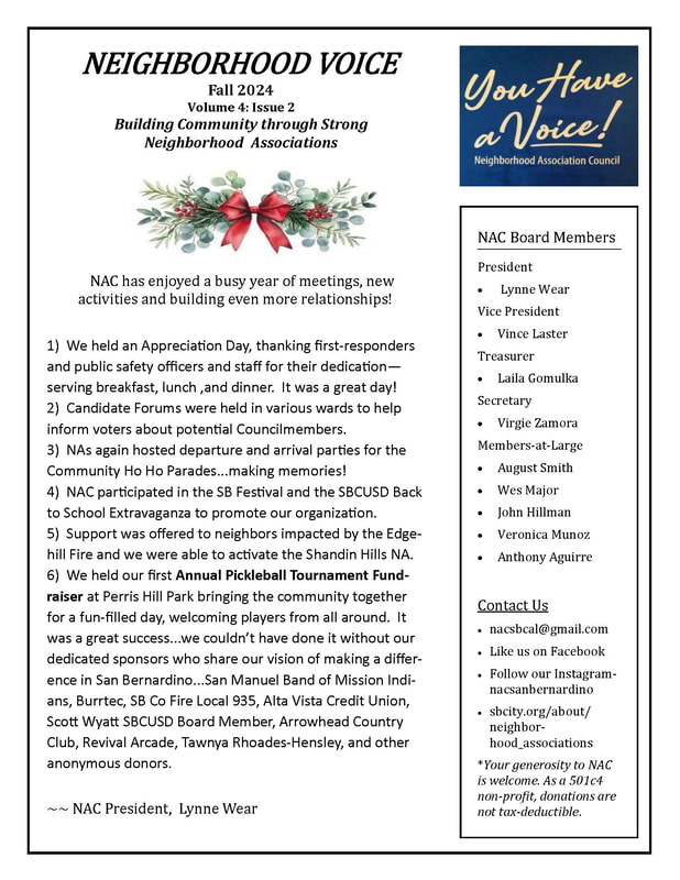 NAC San Bernardino newsletter, Fall 2024, page 1