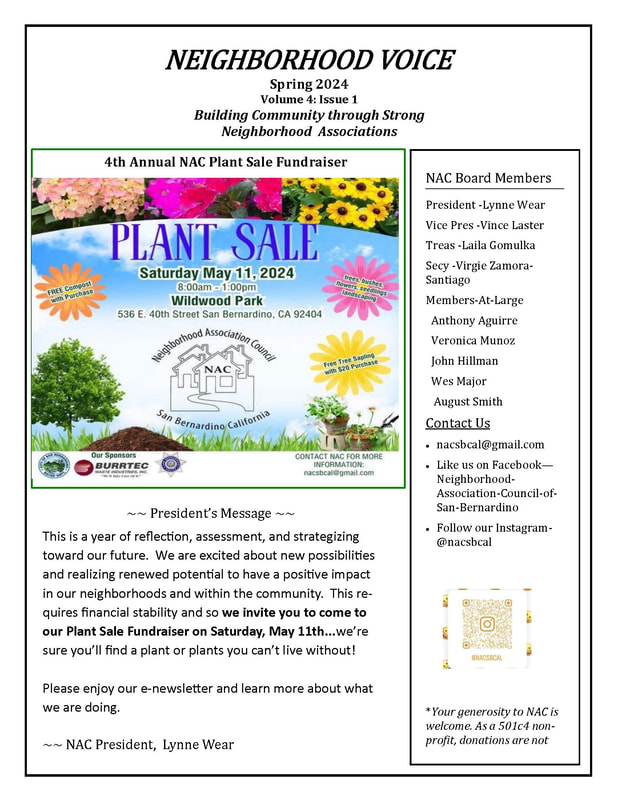 NAC San Bernardino newsletter, Spring 2024, page 1